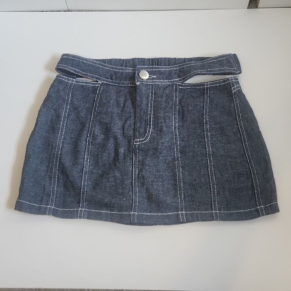 Revolve h:ours Womens Altagracia Linen Blend Cut Out Chambray Skort SZ XS NWOT